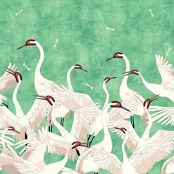 Papel de Parede Personalizado Cisne Verde Claro – Non Woven Premium, Lavável e Sob Medida