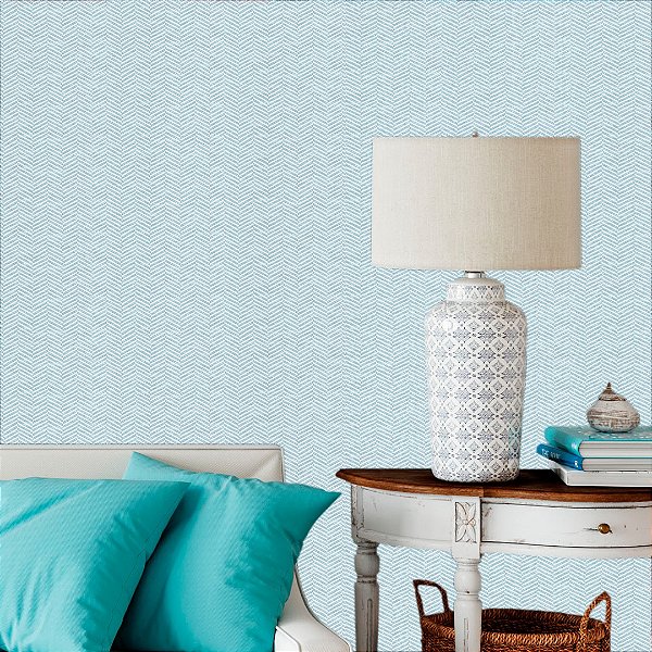 Papel de Parede Personalizado Linho Azul Claro