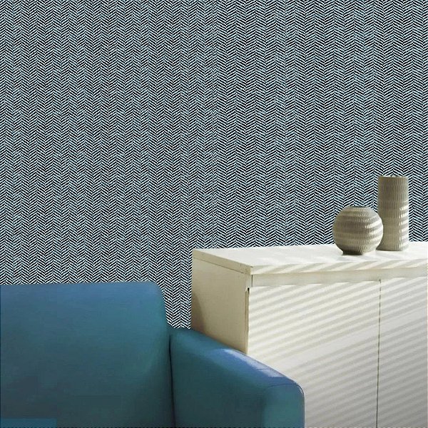Papel de Parede Personalizado Efeito Linho Azul Escuro Sala Texturizado