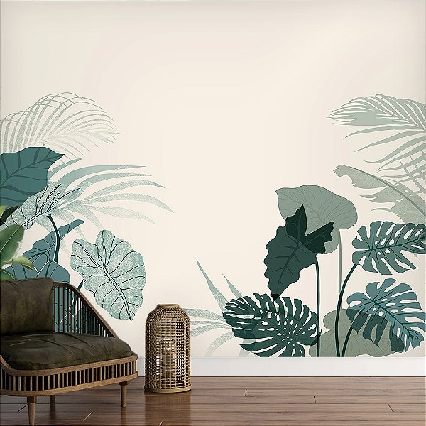 Papel de Parede Personalizado - Folhagens Verdes