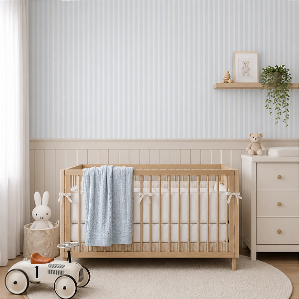 Papel de Parede Quarto Personalizado Infantil - Listras Azuis