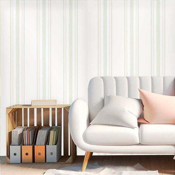 Papel de Parede Personalizado Listrado Verde