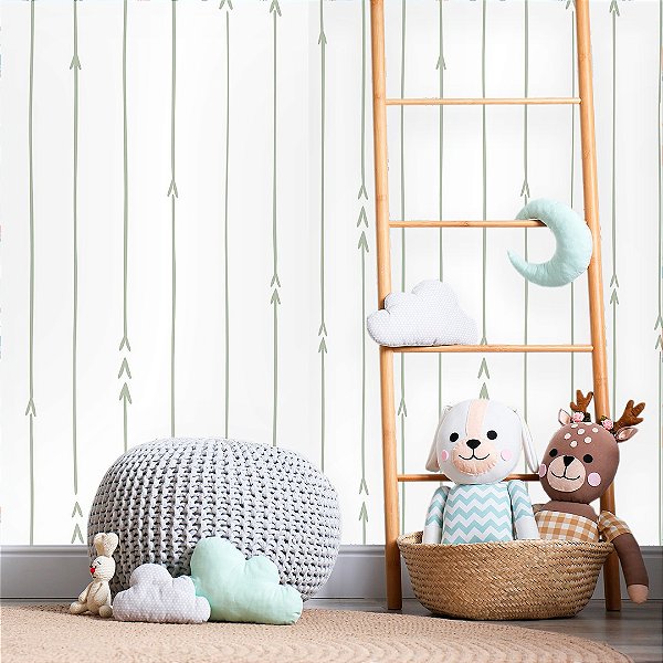 Papel de Parede Personalizado Infantil Setas em Verde