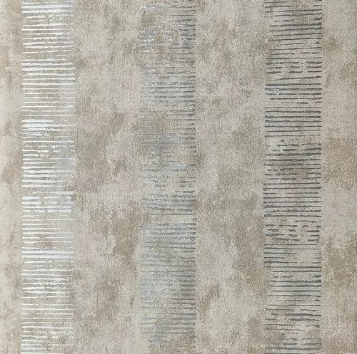 Papel de Parede Vinílico Listrado Importado - Rolo de 10 metros MV08 Marrom e Prata