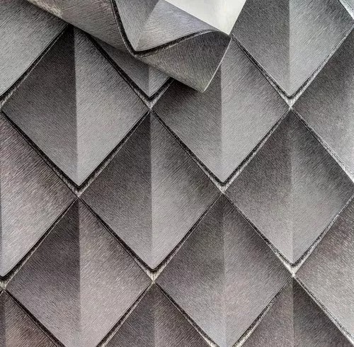 Papel de Parede Vinílico Importado Geométrico 3D com detalhes em preto - Rolo de 10 metros ATI99