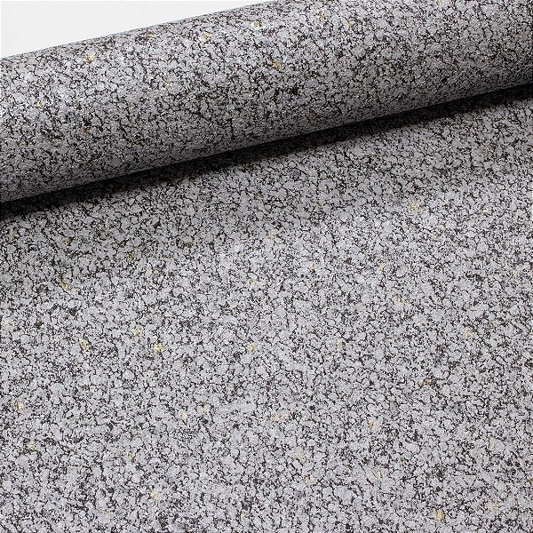 Papel De Parede Texturizado Relevo Vinílico Importado Lavável Minerais Cinza com Preto e Dourado - PDL1707 Rolo 9,5MT