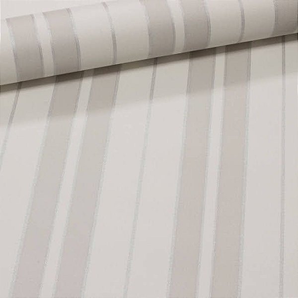 Papel De Parede  Relevo Vinílico Importado Lavável Listrado Cinza com Prata - PDS3702 Rolo 9,5MT