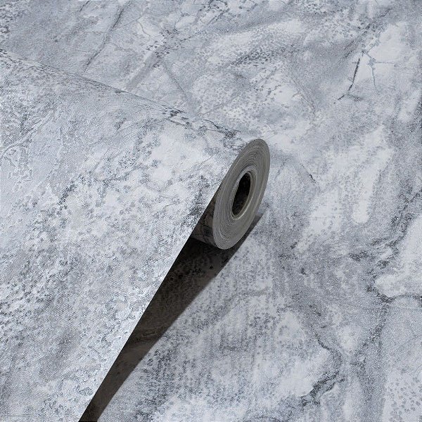 Papel De Parede  Relevo Vinílico Importado Lavável Texturizado Mármore Cinza - PDL8101 Rolo 9,5MT