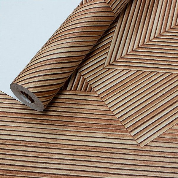 Papel De Parede  Relevo Vinílico Importado Lavável Texturizado  Madeira Filetada PDT1305 Rolo 9,5MT