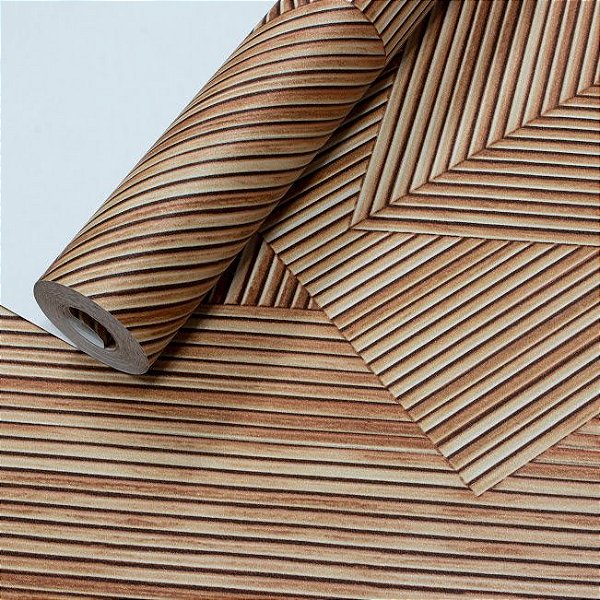 Papel De Parede Relevo Vinílico Importado Lavável Texturizado Madeira Filetada PDT1305 Rolo 9,5MT