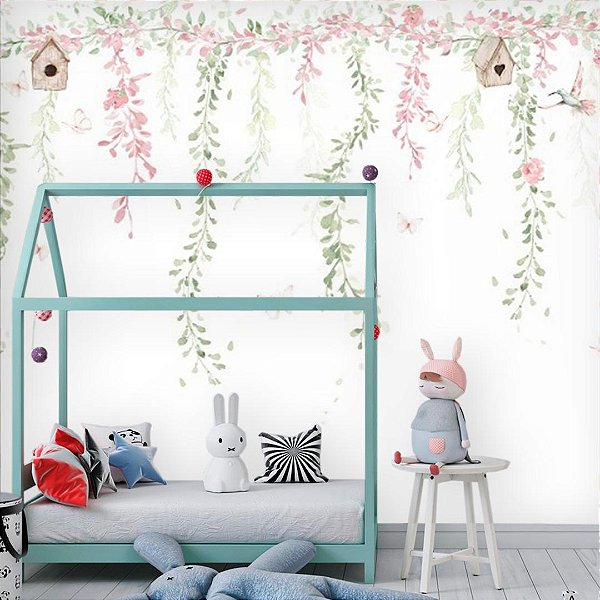 Papel de Parede Infantil Personalizado Pendente Florido