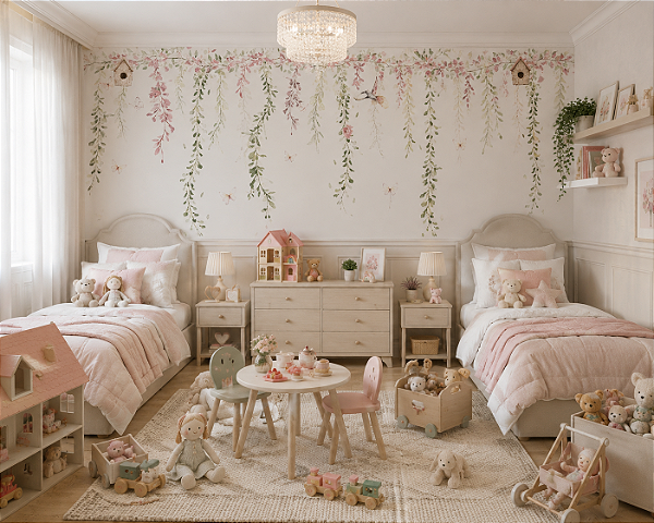 Papel de Parede Infantil Personalizado Pendente Florido