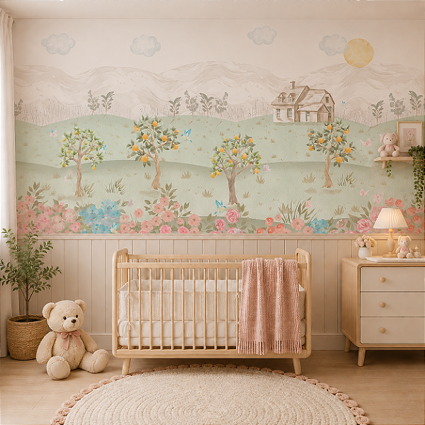 Papel de Parede Quarto Infantil Personalizado Pézinho de limão