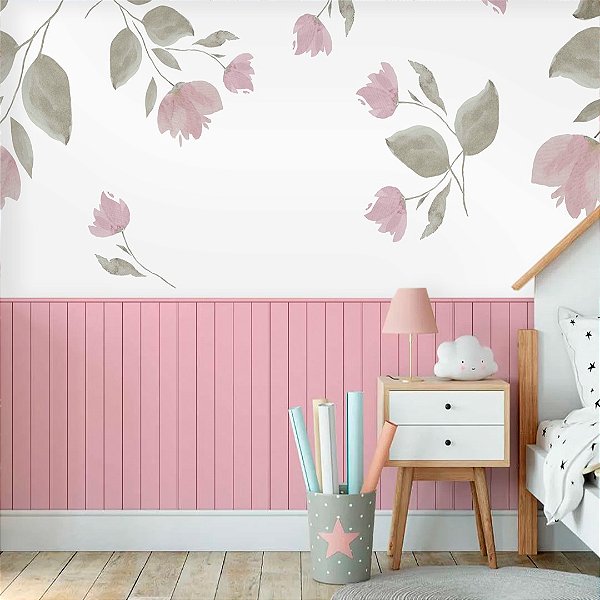 Papel de Parede Quarto Infantil Personalizado Jardim Suspenso Flowers