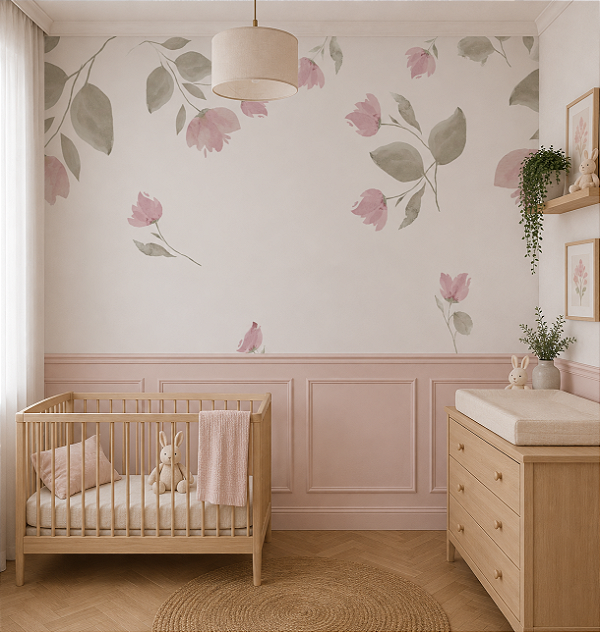 Papel de Parede Quarto Infantil Personalizado Jardim Suspenso Flowers