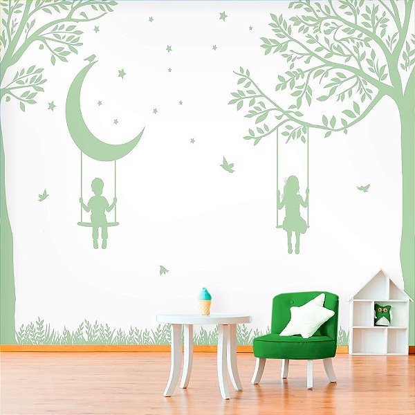 Papel de Parede Quarto Infantil Personalizado Irmãos