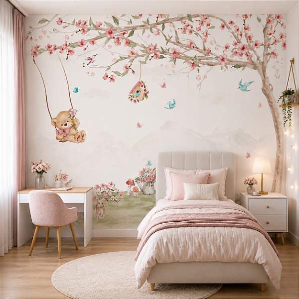 Papel de Parede Personalizado Quarto Infantil Doce Jardim
