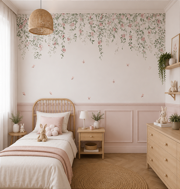 Papel de Parede Personalizado Quarto Infantil Jardim Suspenso Sweet