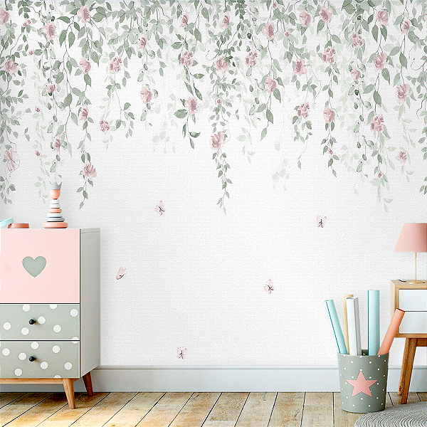 Papel de Parede Personalizado Quarto Infantil Jardim Suspenso Sweet