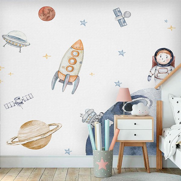 Papel de Parede Personalizado Quarto Infantil Espaço