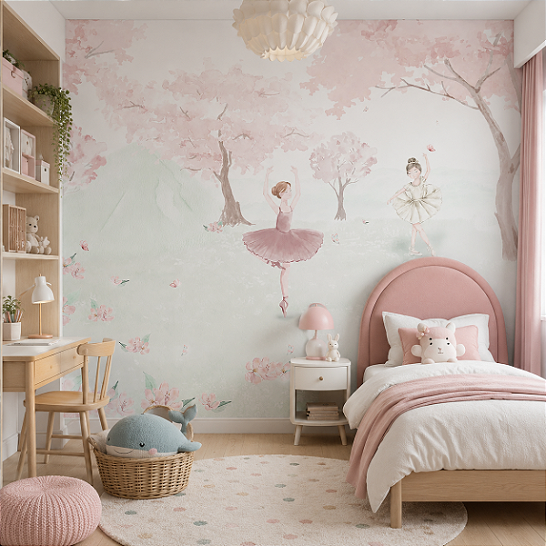 Papel de Parede Personalizado Quarto Infantil - Balé Aquarela