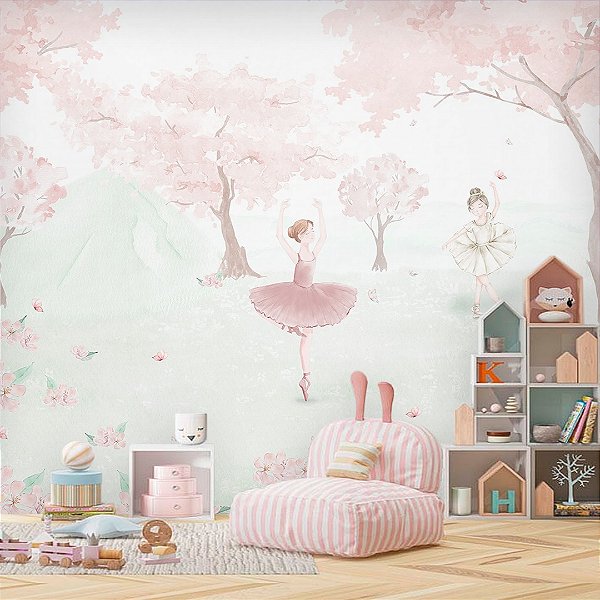 Papel de Parede Personalizado Quarto Infantil - Balé Aquarela