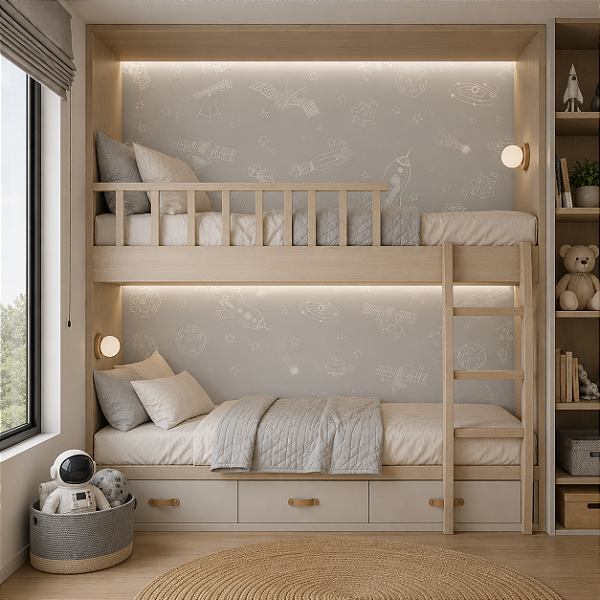 Papel de Parede Personalizado Quarto Infantil - Ao Infinito Cinza