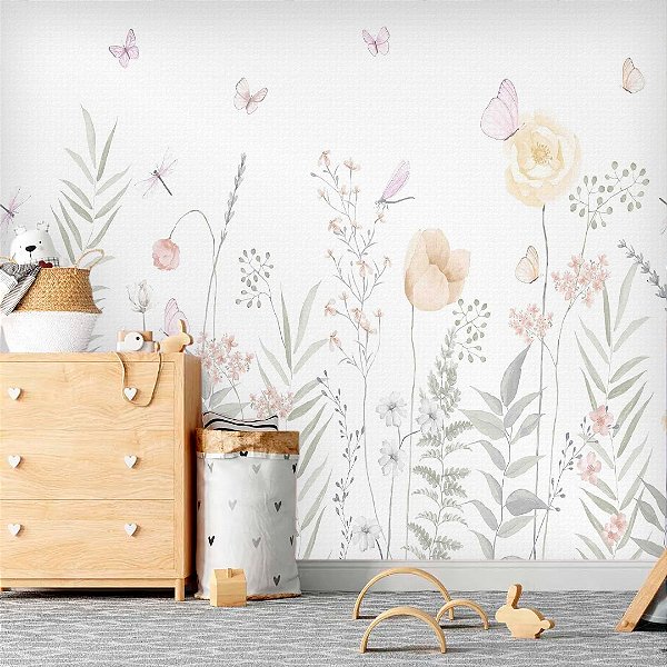 Papel de Parede Personalizado Quarto Infantil - Jardim Feliz