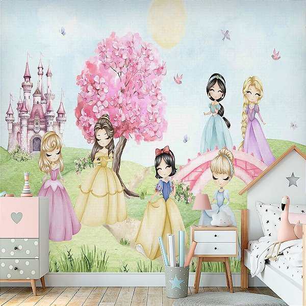 Papel de Parede Personalizado Quarto Infantil - Princesas