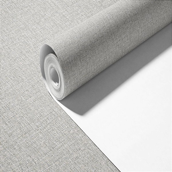 Papel de Parede Importado Textura Linho Fundo Envelhecido com Trama em Cinza Escuro Vinílico VT18 - Rolo de 10 metros