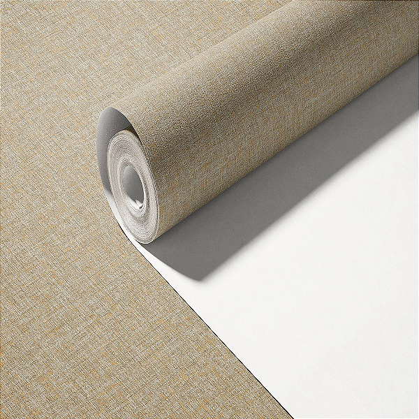 Papel de Parede Importado Textura Linho com Trama em Dourado Vinílico VT21 - Rolo de 10 metros