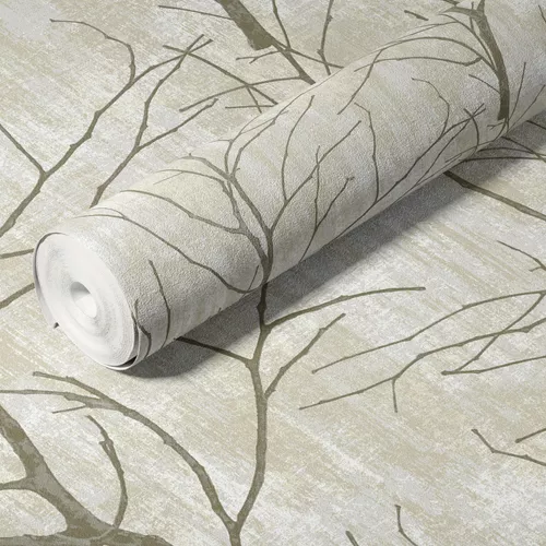 Papel de Parede Importado Texturizado Galhos Dourado Vinílico VT38 - Rolo de 10 metros
