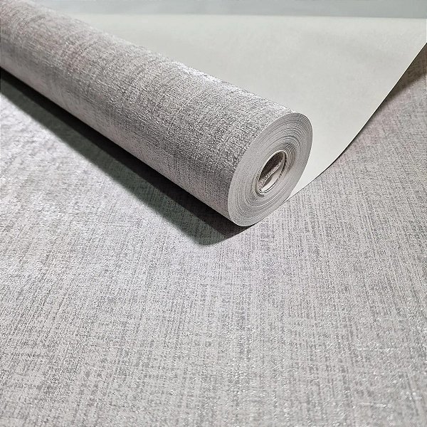 Papel de Parede Importado Texturizado com Ranhuras - Cinza Vinílico VT40 - Rolo de 10 metros