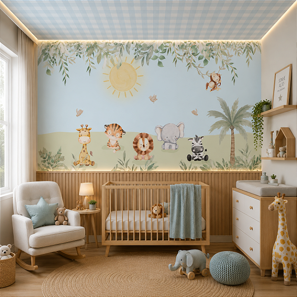 Papel de Parede Infantil Personalizado Safari Babys