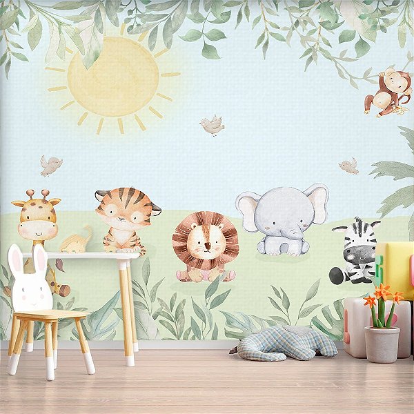 Papel de Parede Infantil Personalizado Safari Babys
