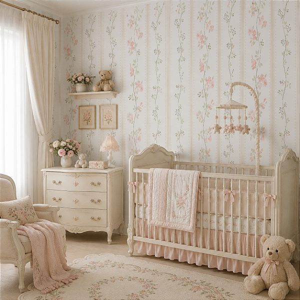 Papel de Parede Personalizado Quarto/Sala Floral Romântico