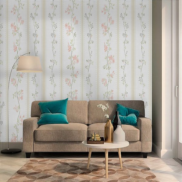 Papel de Parede Personalizado Quarto/Sala Floral Romântico
