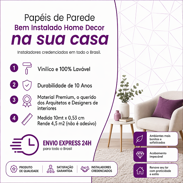 Papel De Parede Geométrico Importado Vinílico Lavável Cinza e leve Brilho MV40 Rolo 10 MT