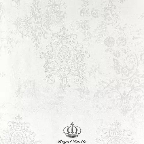 Papel De Parede Arabesco Importado Vinílico Lavável Fundo Claro - Prata e leve Brilho MV44 Rolo 10 MT