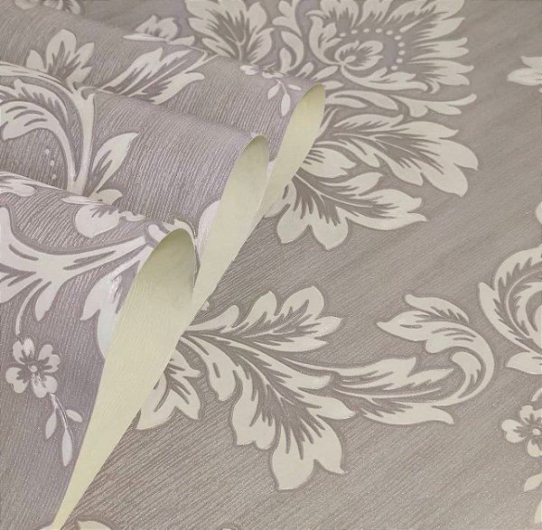 Papel de Parede Vinílico Arabesco Importado Fundo Arroxeado- Rolo de 10 metros SPX83