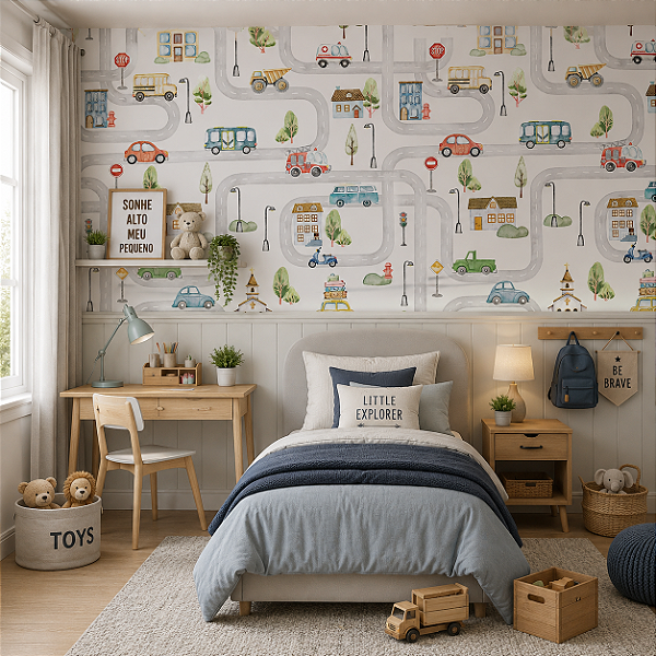 Papel de Parede Personalizado Quarto Menino Passeio de Carro