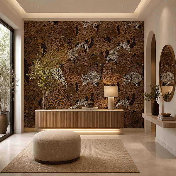 Papel de Parede Personalizado Sala Onça Pintanda Art