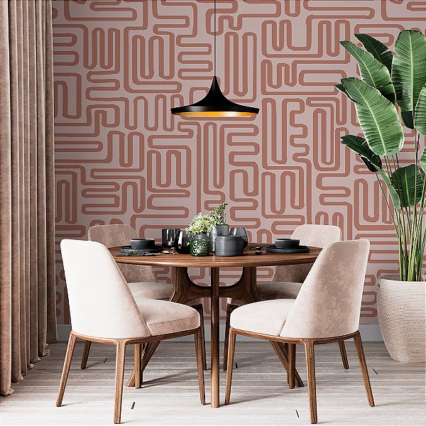 Papel de Parede Personalizado Abstrato  Maze Mocha Mousse