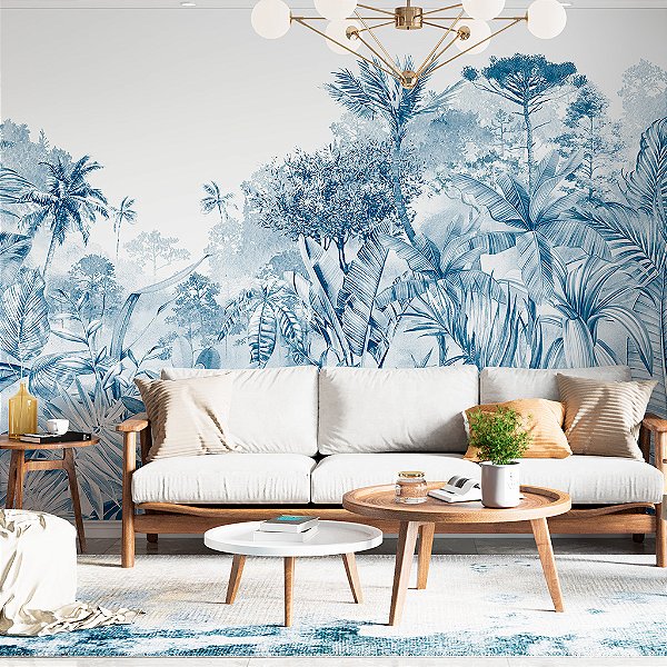 Papel de Parede Personalizado Art Mata Azul