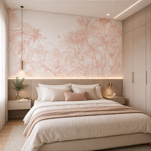 Papel de Parede Personalizado Quarto Art Mata Rose Sob Medida