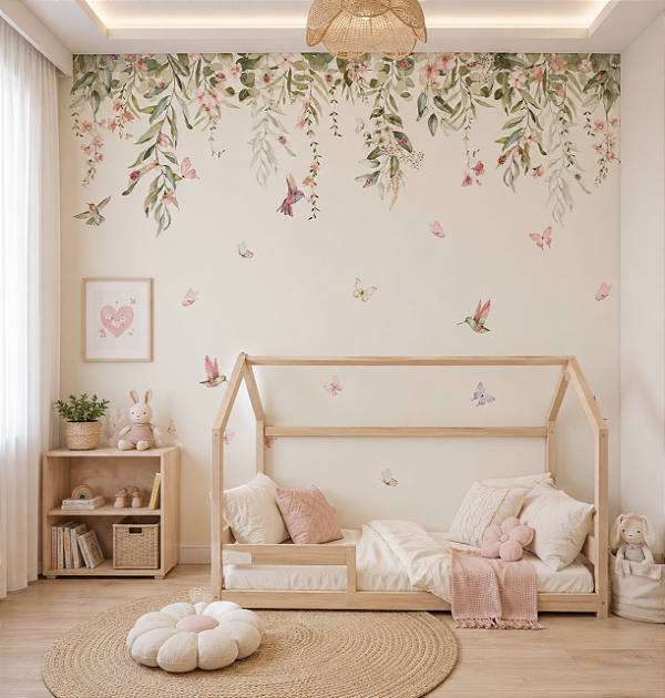 Papel de Parede Personalizado Quarto Fancy 2 Beija Flor