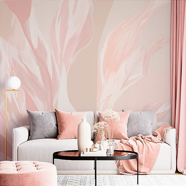 Papel de Parede Personalizado Abstrato Folhagem Nuance Rose