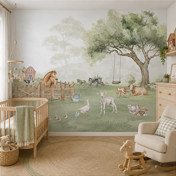 Papel de Parede Personalizado Quarto Babê Fazenda Infantil