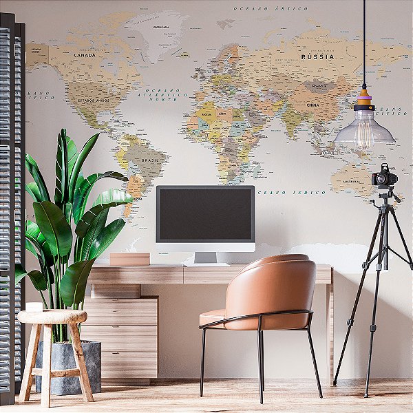 Papel de Parede Personalizado Mapa do Mundo Areia