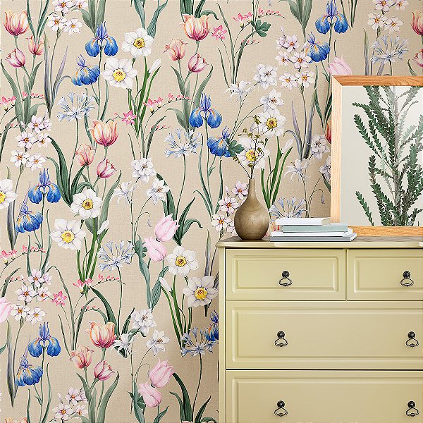 Papel de Parede Personalizado Primavera Garden Areia